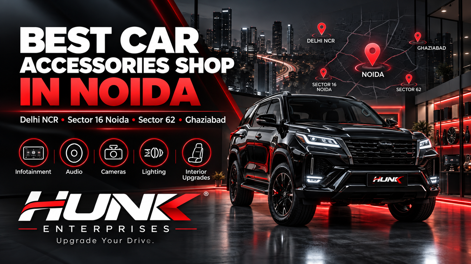 Car accessories shop in Noida Sector 16 Hunk Enterprises