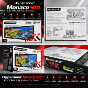 Hypersonic Monaco 500 9.21″ 1.5K Android Car Stereo | 2GB+64GB | CarPlay & Android Auto
