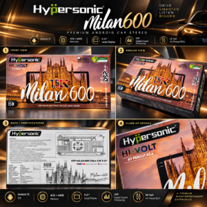 Hypersonic Milan 600 1.5K Android Car Stereo 9.21″ | 4GB+64GB | Android 15 | DSP